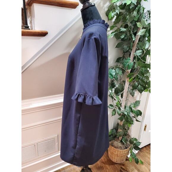 Sharagano Women Blue Polyester Round Neck 3/4 Sleeve Knee Length Dress Size 16 - Picture 4 of 12